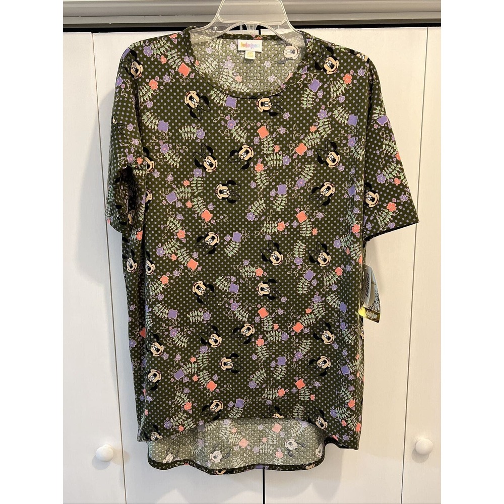 NEW Lularoe Womens Irma Tunic Shirt Disney Mickey/Minnie Mouse GREEN MULTI XXS